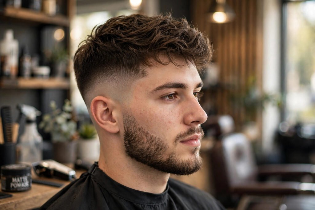 High taper fade with beard