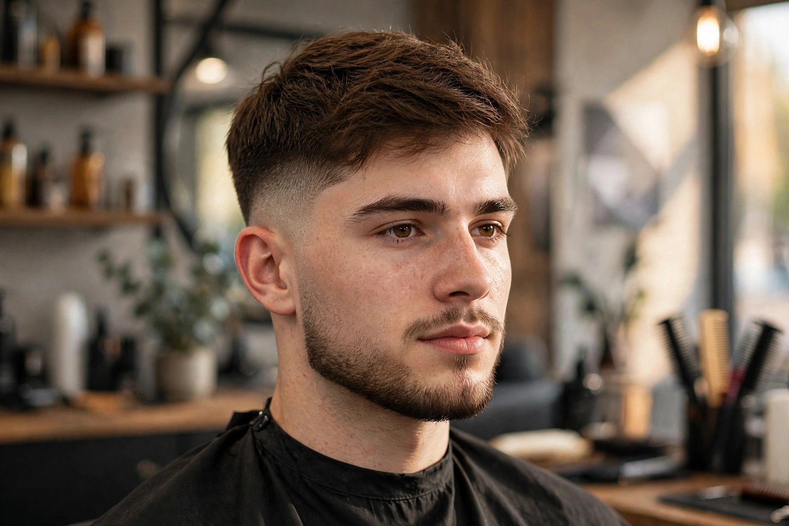 Low taper fade with beard
