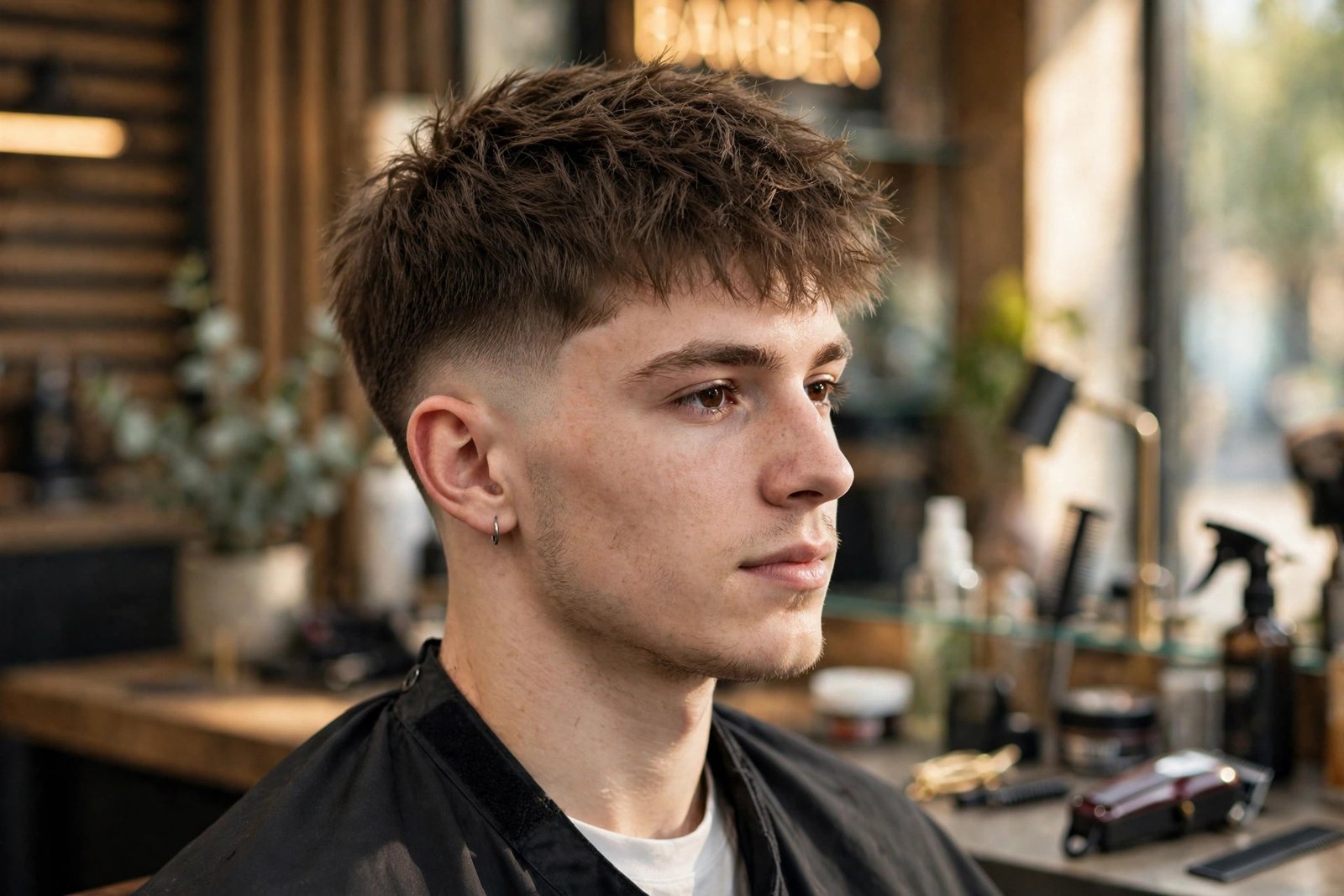 Low taper fade with textured crop